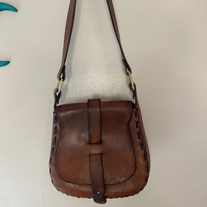 Real leather Hippie shoulder bag 1960-1970s Vintage